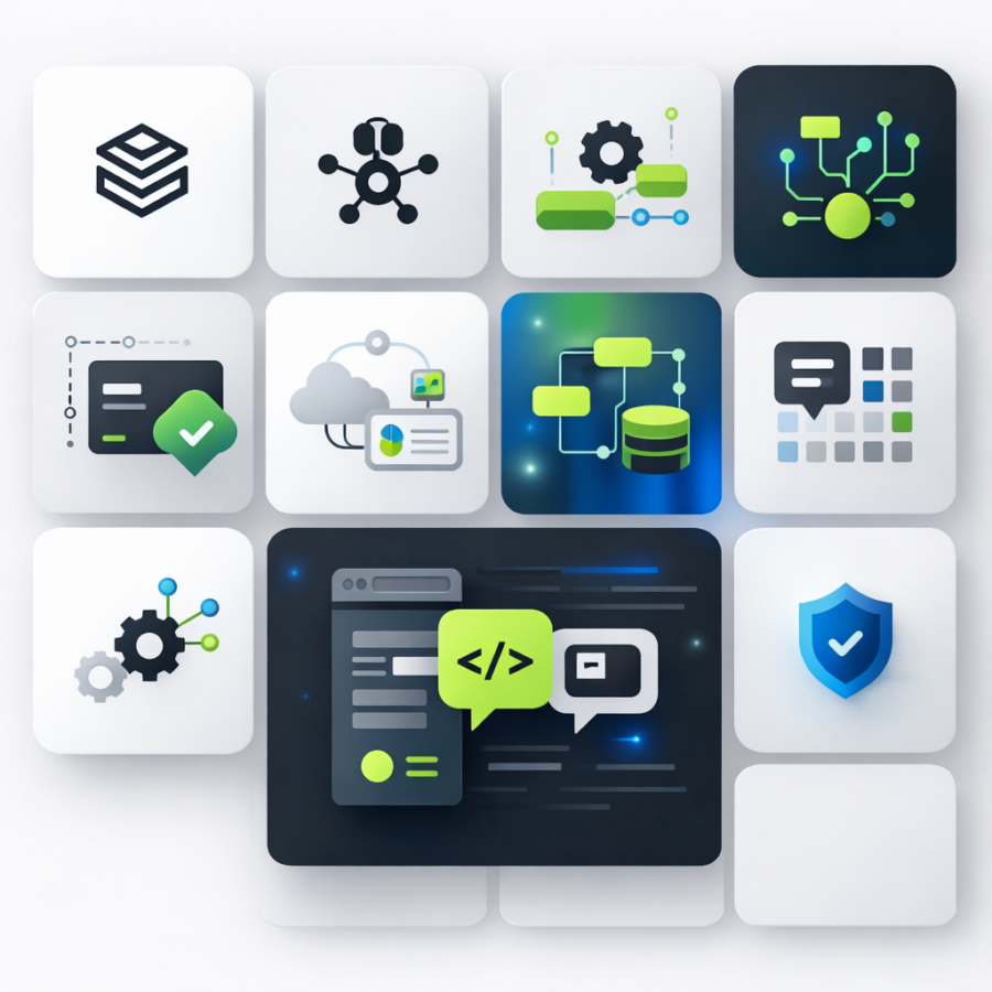 **Image Title:** Smart Shoring & Innovative IT-Lösungen für Unternehmen Moderne IT-Visualisierung für Smart Shoring, Softwareentwicklung, KI- und Cloud-Lösungen im B2B-Umfeld